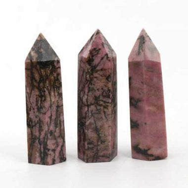 Genuine Rhodonite Gemstone Crystal Small Tower / Points / Generator 7 - 8cm - Beadsy Beads