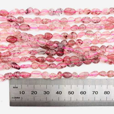GENUINE Strawberry Quartz Potato Nugget Gemstones Beads - 15 Inches Strand - Beadsy Beads