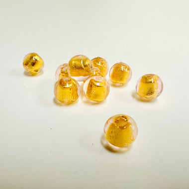 Glass Gold Foiled Round Beads 8mm / 10 pcs - Beadsy Beads