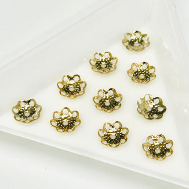 Gold Filled Bead Caps Filigree 8mm - 5pcs - Beadsy Beads