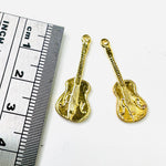 Gold Plated Charm Guitar 28mm - 2pcs - Beadsy Beads