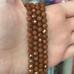 Gold Sandstone Round Faceted Gemstone Beads 6mm - 15.5" strand - Beadsy Beads