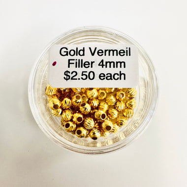 Gold Vermeil - Corrugated Round Spacer 4mm - each - Beadsy Beads
