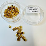 Gold Vermeil - Corrugated Round Spacer 4mm - each - Beadsy Beads
