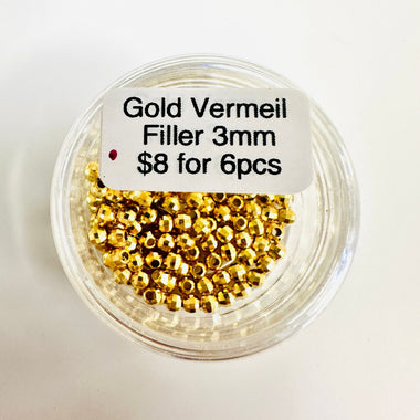 Gold Vermeil - Faceted Round Filler Spacer 3mm - 6 pcs - Beadsy Beads