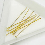 Gold Vermeil Head Pin 50mm - Beadsy Beads