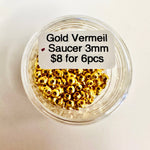 Gold Vermeil - Round Saucer 3mm - 6 pcs - Beadsy Beads