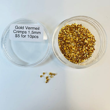 Gold Vermeil - Small Crimps 1.5mm - 10pcs - Beadsy Beads