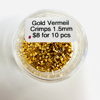 Gold Vermeil - Small Crimps 1.5mm - 10pcs - Beadsy Beads