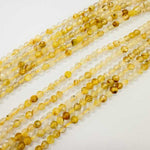 Golden Rutilated Quartz Crystal Faceted Round Gemstones Beads 4mm - 15.5" Strand - Beadsy Beads