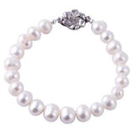 Grade A Cultured White Pearls wih Platinum Plated Clasp - Beadsy Beads
