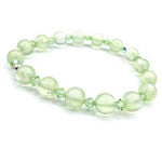 Grape stone (Phrenite) Gemstone / Swarovski Crystals Bracelet size 8mm - Beadsy Beads