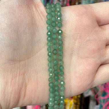Green Aventurine Faceted Round 4mm Crystal Bead Strand 15.5 inch - Beadsy Beads