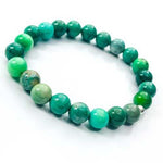 Green Grass Agate Gemstone / Swarovski Crystals Bracelet size 8mm - Beadsy Beads