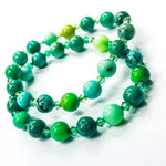 Green Grass Agate Gemstone / Swarovski Crystals Bracelet size 8mm - Beadsy Beads