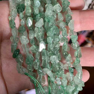 Green Strawberry Quartz Crystal Tumbled Nugget Gemstones Beads 6 - 8mm – 15.5″ Strand - Beadsy Beads