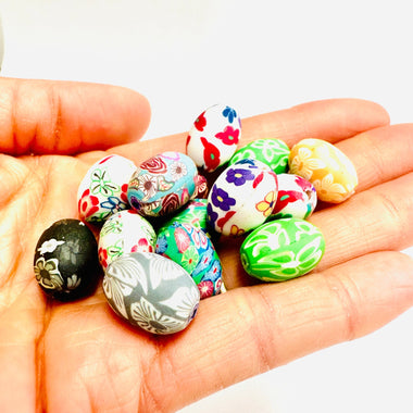 Handmade Clay Beads Oval 16mm | 6pcs - Beadsy Beads
