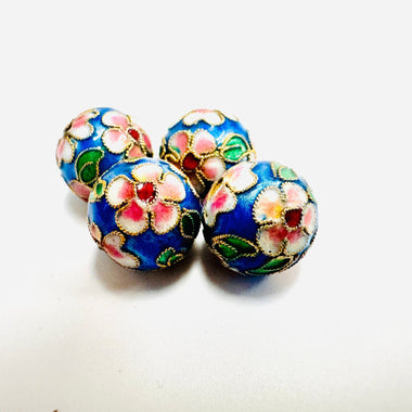 Handmade Cloisonne Round Blue Beads 14mm - Beadsy Beads