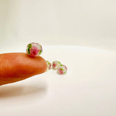 Handmade Glass Faceted Rondelle Flower Beads 6mm White / 4pcs - Beadsy Beads