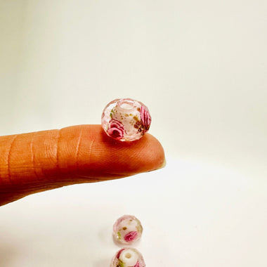 Handmade Glass Faceted Rondelle Flower Beads 8.5mm Light Pink / 3pcs - Beadsy Beads