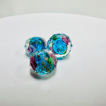 Handmade Glass Faceted Rondelle Flower Beads 9mm Blue / 3pcs - Beadsy Beads