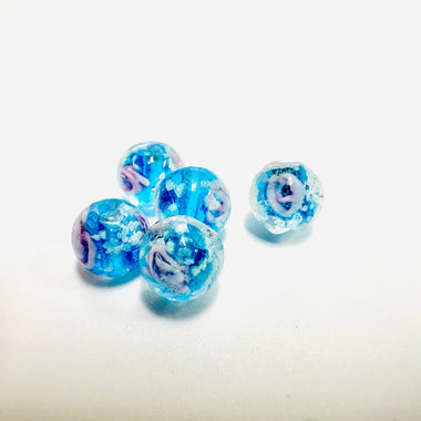 Handmade Glass Faceted Round Flower Beads 8mm Aqua / 5pcs - Beadsy Beads