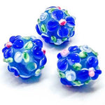 Handmade Glass Round Flower 11mm Sapphire Blue - Beadsy Beads