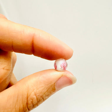 Handmade Glass Round Flower Beads 8mm White / 5pcs - Beadsy Beads