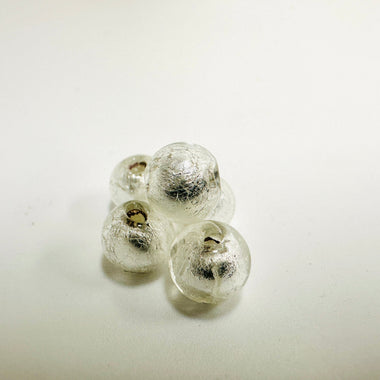 Handmade Glass Silver Foiled Round Beads 8mm White / 5pcs - Beadsy Beads