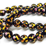 Handmade Glass with Pure Silver encased Clear Glass Gold Topaz/ Pink 10mm - Beadsy Beads