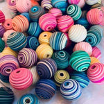 Handmade Polymer Clay Beads Round Swirl 15mm Multi Colour Pastel 10pcs - Beadsy Beads