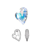 Swarovski Crystals Pendant, Crystal AB, 17x13mm faceted Devoted 2 U Heart pendant (6261)