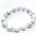 Howlite Gemstone / Swarovski Crystals Bracelet size 8mm - Beadsy Beads