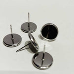 Hypoallergenic Stainless Steel 10mm Cabochon Stud Earrings set - 20pcs - Beadsy Beads