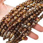 DZI Eye Tibetan Beads Round- 8mm - 15.5in Strand