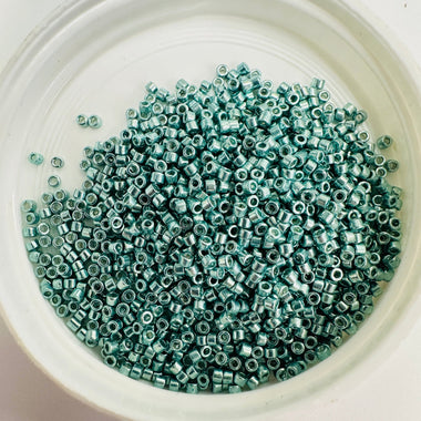Japanese Delica Seed Beads sz11 / DB414 Galvanised Teal Green 10 grams - Beadsy Beads