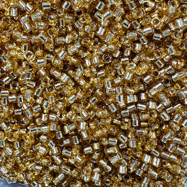 Japanese Miyuki Delica Seed Beads 11/0 DB042 Silver Lined Gold - 3 grams - Beadsy Beads