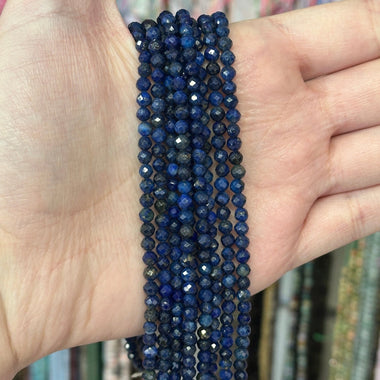 Lapis Lazuli Crystal Round Faceted Gemstone Beads 4mm - 15.5" Strand - Beadsy Beads