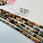 Mix Agate Faceted Cube Crystal Gemstone 3mm Beads - 15.5" Strand - Beadsy Beads