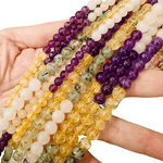 Mixed Quartz Crystal Gemstone Beads Round Choose Size - 15.5in Strand - Beadsy Beads