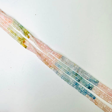 Morganite Crystal Rondelle Faceted Gemstone Beads 3.5mm - 15.5" Strand - Beadsy Beads