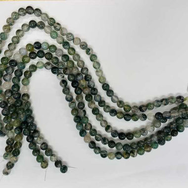 Moss Agate 'A' 8mm Round Bead Strand - Beadsy Beads