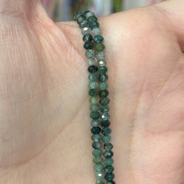 Moss Agate Gemstone Crystals Faceted Rondelle Beads 4mm - 15.5" Strand - Beadsy Beads