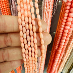 Natural Coral Crystal Bead Rice 8x3mm - 15.5"inches Strand - Beadsy Beads