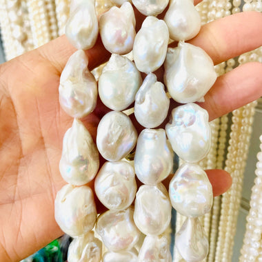 Natural Freshwater Pearl Baroque Beads 20mm - 15.5"inches Strand - Beadsy Beads