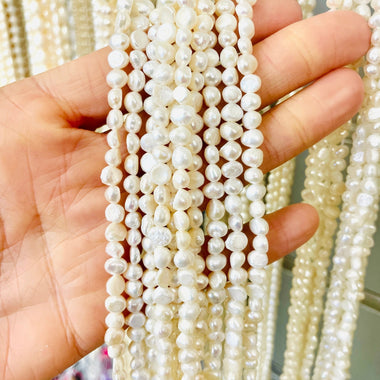 Natural Freshwater Pearl Baroque Beads 5 - 6mm - 15.5"inches Strand - Beadsy Beads