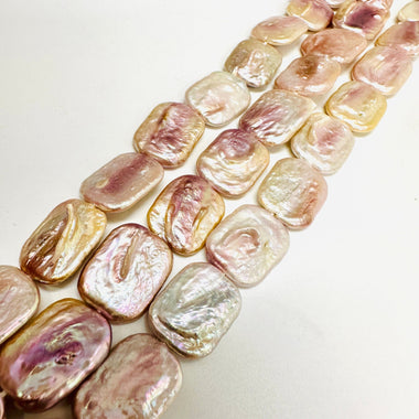 Natural Freshwater Pearl Flat Rectangular Beads 20x 15 mm - 15.5"inches Strand light Purple - Beadsy Beads