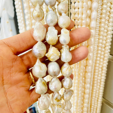 Natural Freshwater Pearl Large Baroque Beads 14mm - 15mm 15.5"inches Strand - Beadsy Beads