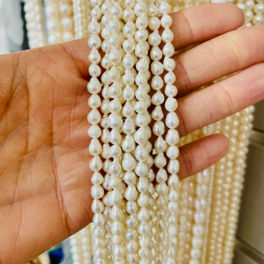 Natural Freshwater Pearl Rice Drop Beads 5 - 6mm - 15.5"inches Strand - Beadsy Beads