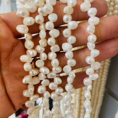 Natural Freshwater Pearl Round Beads 6 - 7 mm - 15.5"inches Strand - Beadsy Beads
